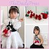 Girl Bow Pu Crossbody Bag Wallet Cute Children Shoulder Bag With Pearl Handheld