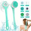6-in-1 Rechargeable Electric Shower Brush Set for Full Body & Back - USB Powered Detachable Long Handle & Exfoliating Silicone Brush