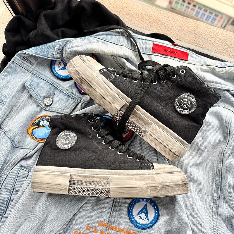 2025 New High Top Canvas Shoes Men Original Platform Men's Vulcanized Shoes Comfort Retro Canvas Sneakers