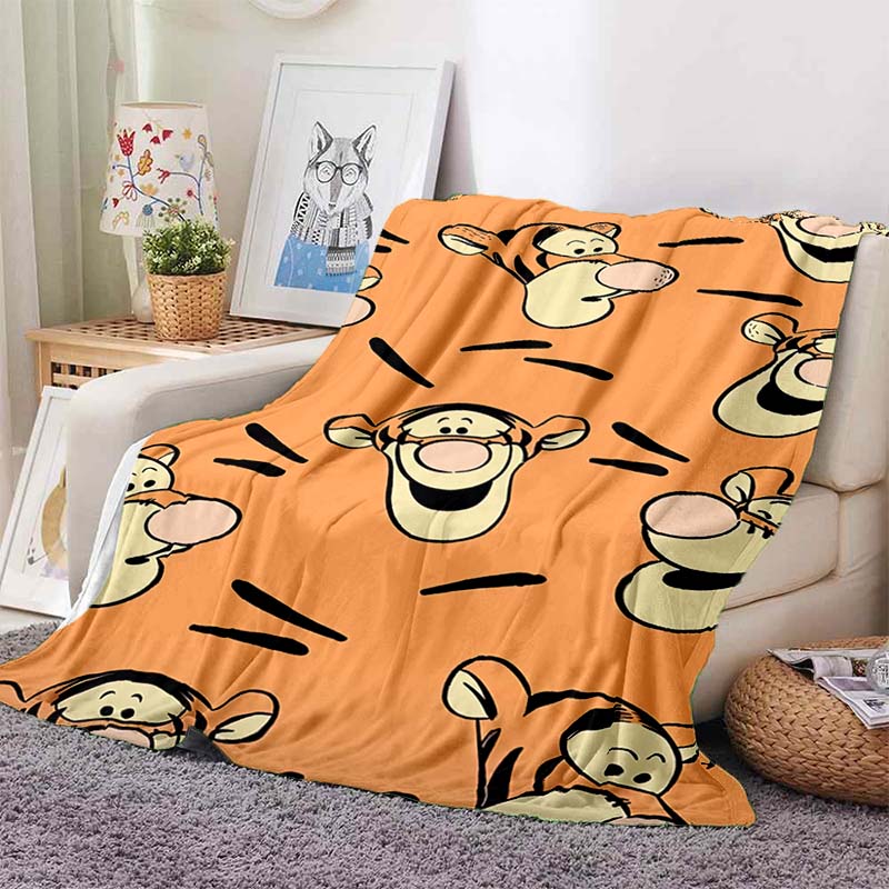 1PC Cartoon Winnie The Pooh Blanket Soft and Warm Flannel Material Suitable for Home Travel Camping RV Child Luxury Gift