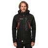 Kurtka Zimowa Męska Czarna Softshell Geographical Norway Techno Z Wiatroszczelna Nieprzemakalna Z Kapturem Czarna (WU1060H/GN-BLACK)