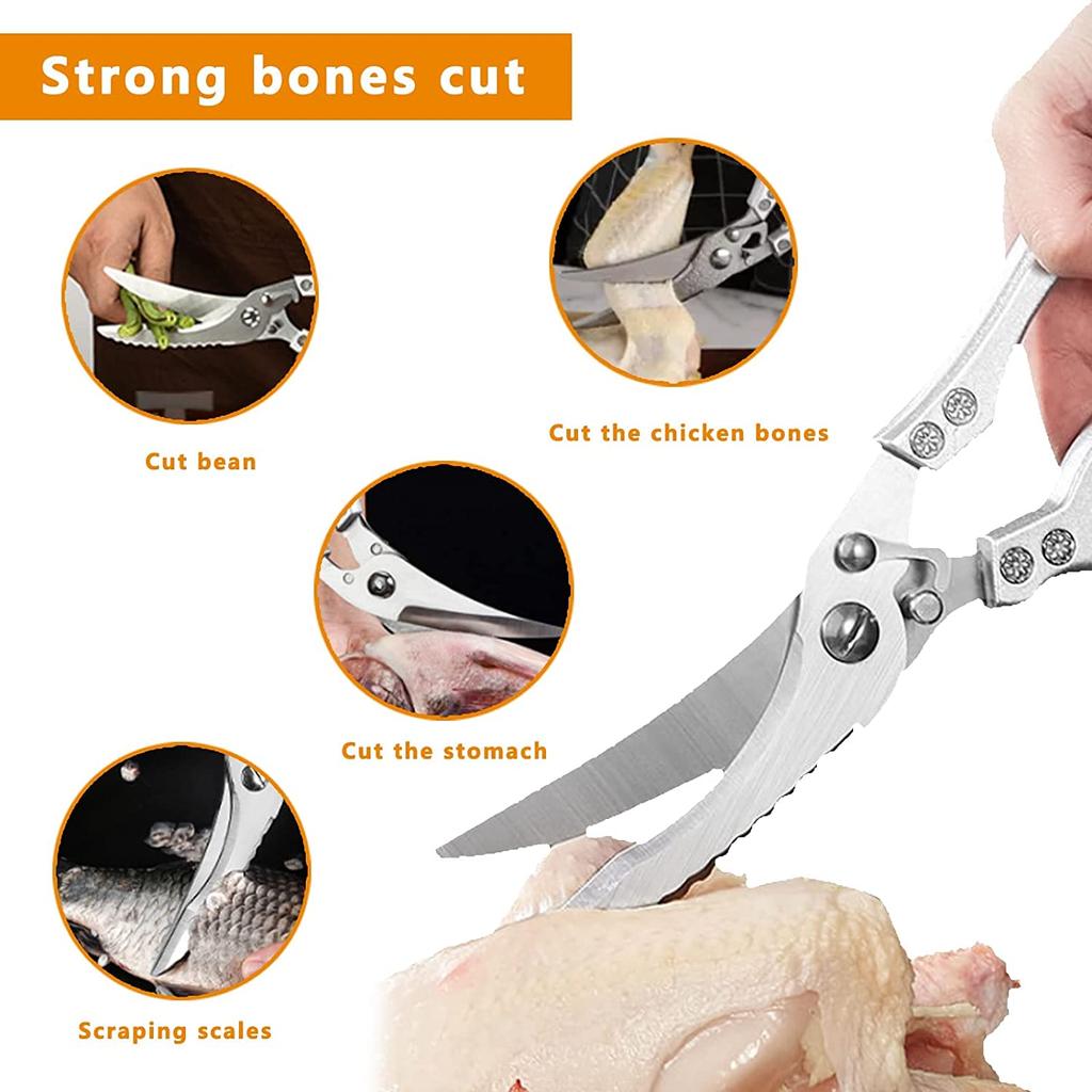 Кухонные мощные ножницы для куриных костей, ножницы для резки курицы, утки, рыбы, ножницы из нержавеющей стали, весы, чистые ножницы для повара, нож
