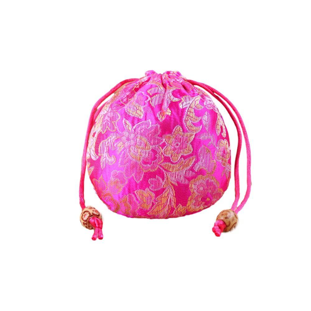 Chinese Style Embroidery Flower Drawstring Bag Jewelry Packing Bag Festive Sugar Bag Daily