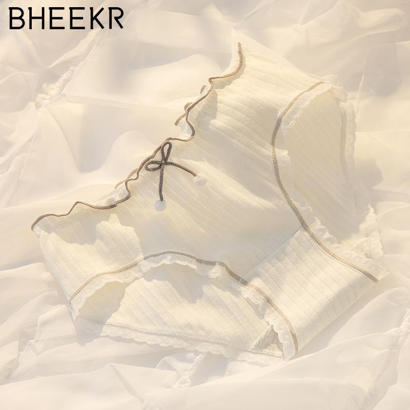 5pcs/set Hairball Bow Simple Girl Cotton Crotch Panties Female Mid-waist Sweet Student Briefs