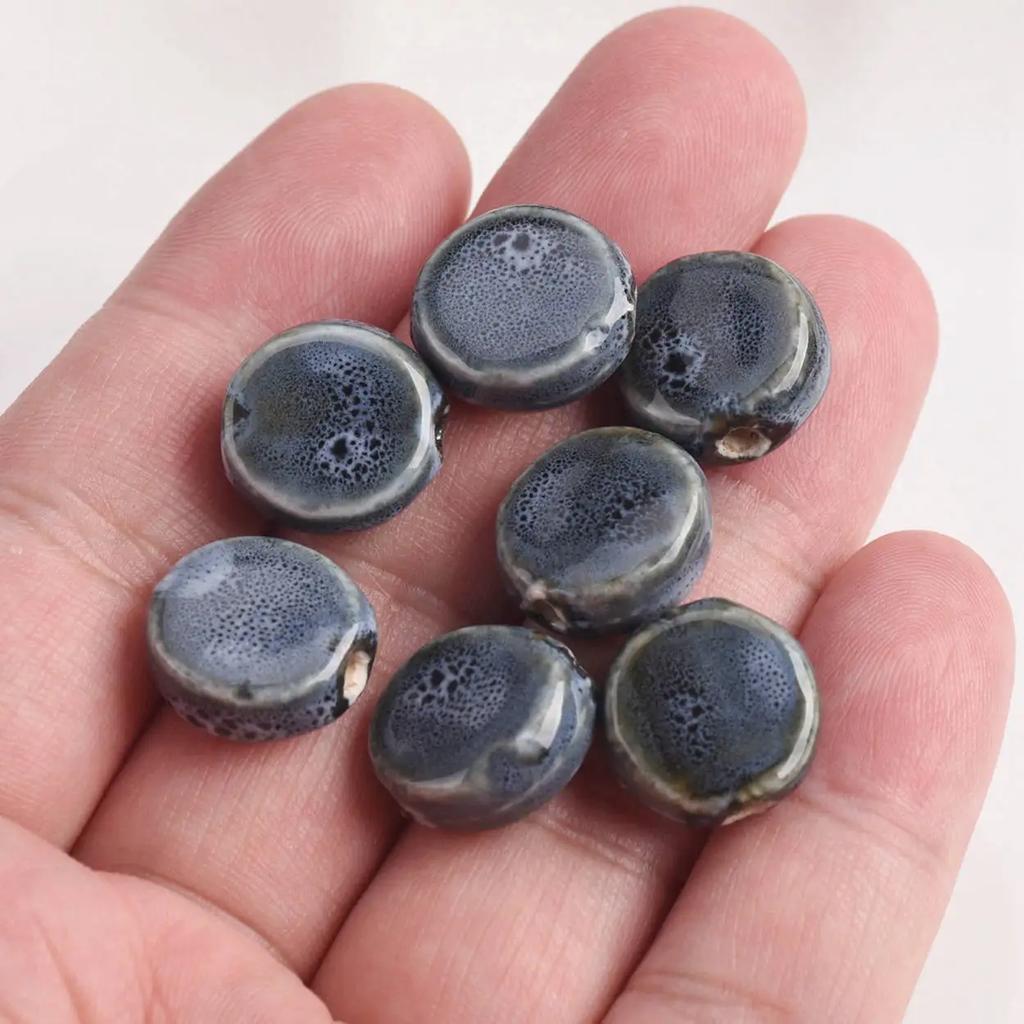 20 шт. Плоские круглые 15 мм Керамические фарфоровые бусины-разделители ручной работы Лот для изготовления ювелирных изделий Аксессуары DIY Поделки Фурнитура Креативные бусины