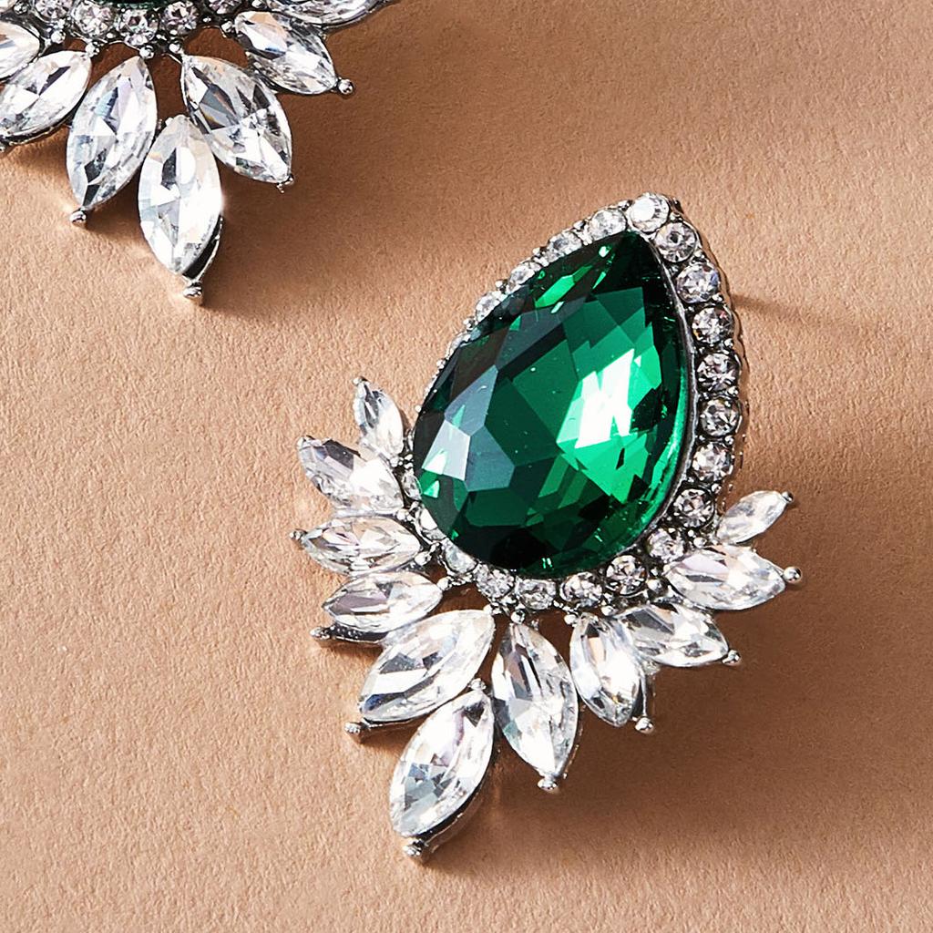 Атмосферные модные серьги-капли, модные серьги-гвоздики с изумрудным блеском и бриллиантами, ювелирные изделия, аксессуары для одежды