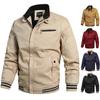 Autumn Men's Casual Jacket Pure Cotton Washed Work Jacket Men's Solid Color Simple Standing Collar Jacket