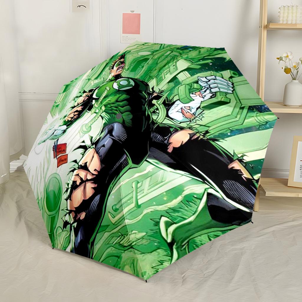 Green Lantern In Space Portable Automatic Umbrella Folding Umbrella with 8 Ribs Compact Design All-Season Travel Vibrant Pattern Umbrella