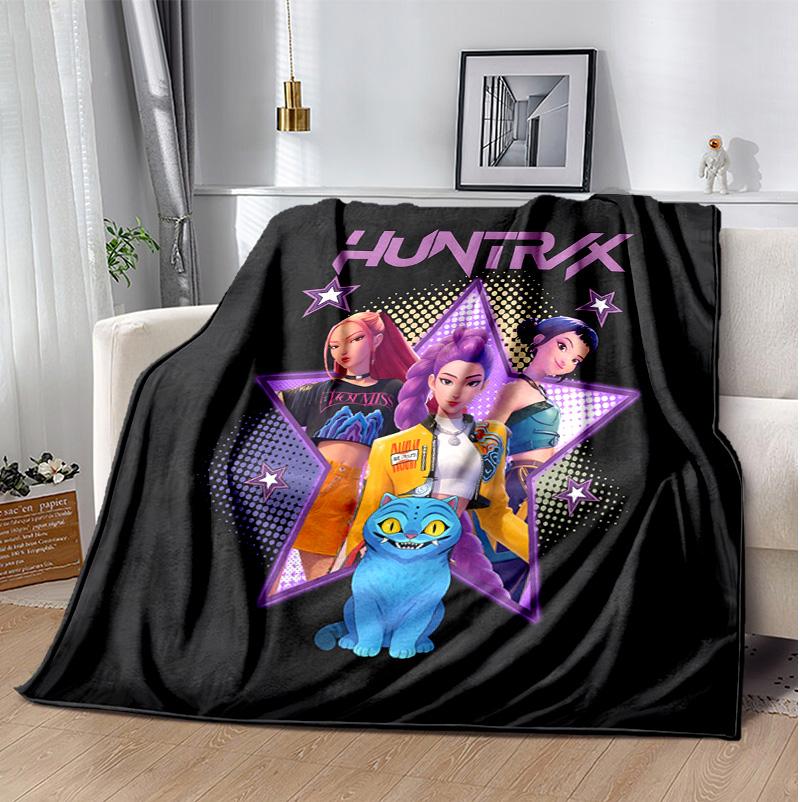 Фланелевое одеяло Kpop Hunter, мягкое, теплое, для всех сезонов, плед, дизайн для кемпинга, автомобильных путешествий, походов, дивана, кровати, офиса, идеальный подарок для вечеринок