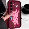 Кавайный розовый чехол для телефона с кошачьим узором для Samsung Galaxy S25 S24 S23 S22 S21 Ultra Plus S20 FE A54 A55 A15 A35 силиконовый мягкий чехол
