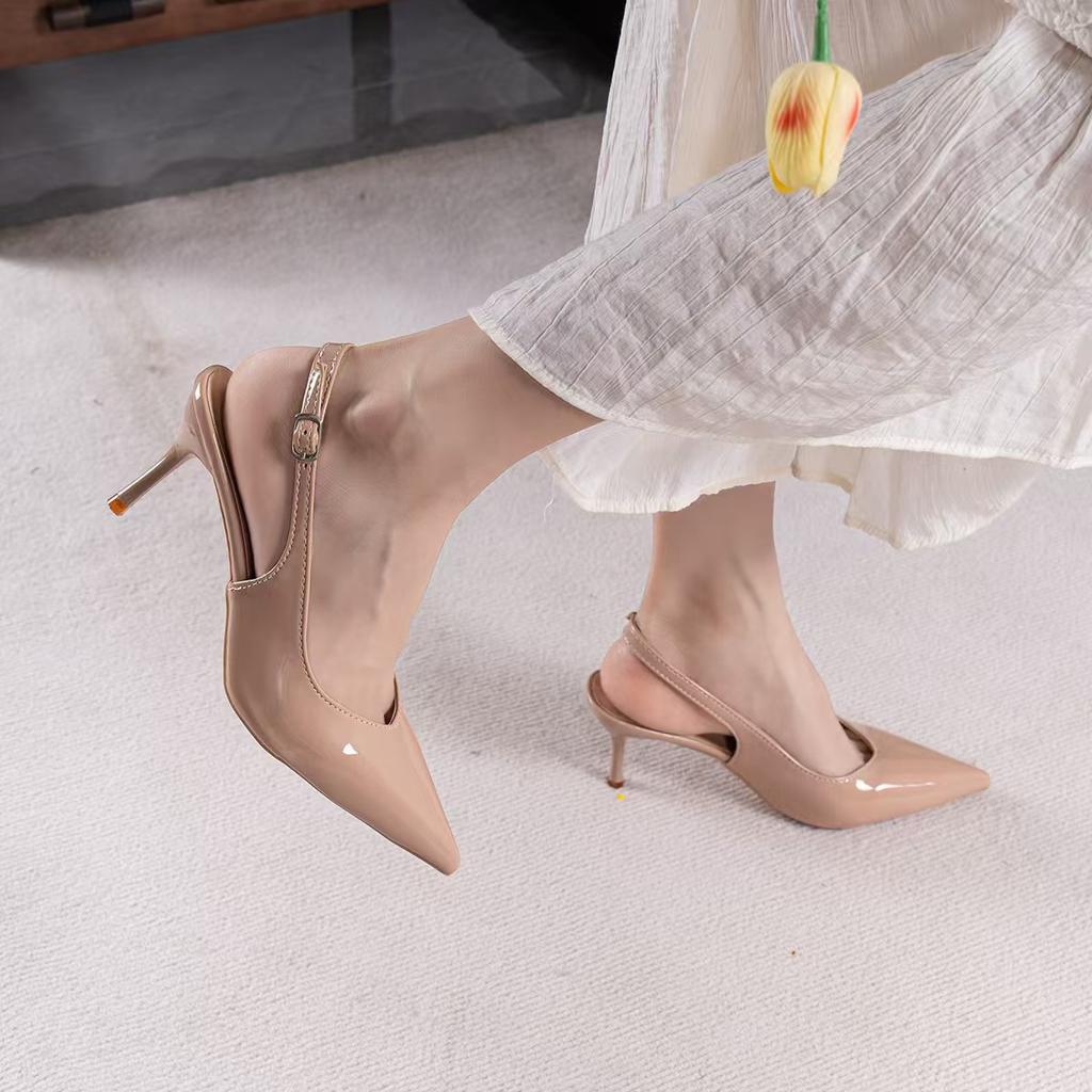 2025 лето новые туфли на высоком каблуке с острым носком женская летняя сумка головной убор модные повседневные босоножки на высоком каблуке