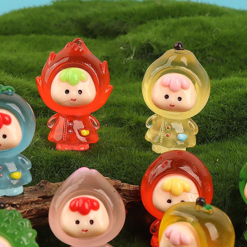 Мультяшная светящаяся кукла-фрукт Микропейзаж Украшения Миниатюрные фигурки Украшения для дома своими руками Аксессуары для салона автомобиля Подарки