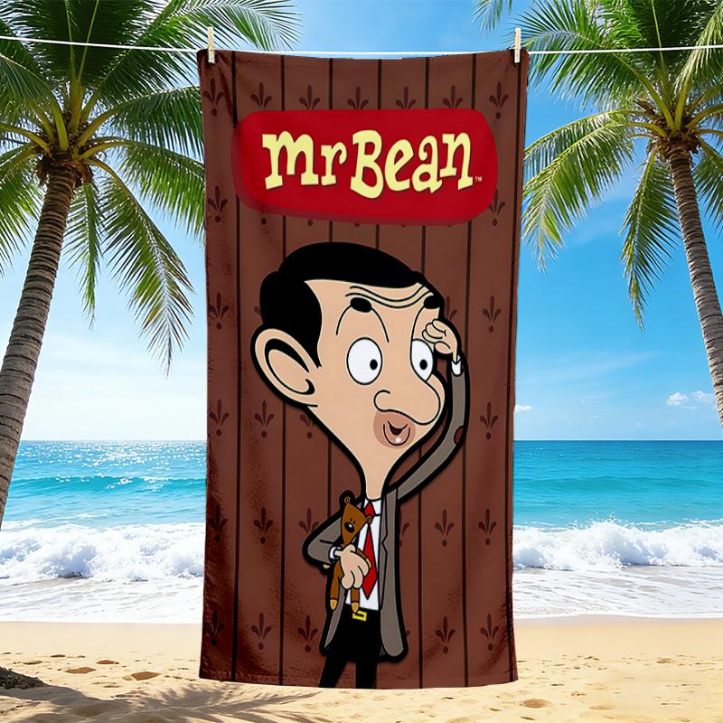 1Pc Mr Bean'S Cartoon Adventures Beach Towel, Quick Dry, Multi-Use for Beach Pool Gym Yoga Home Travel, Christmas, Halloween, Xmas Gift M929236