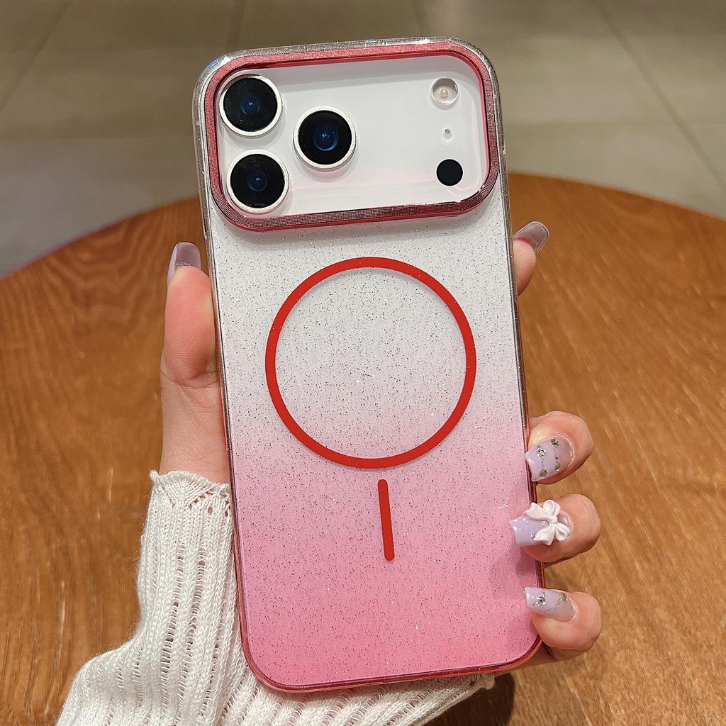 Для iPhone 17 17 Air 16 15 14 13 12 11 Pro Max Plus Magsafe Магнитная Прозрачная Задняя Крышка из ПК Новый Старший Блестящий Градиентный Чехол для Телефона