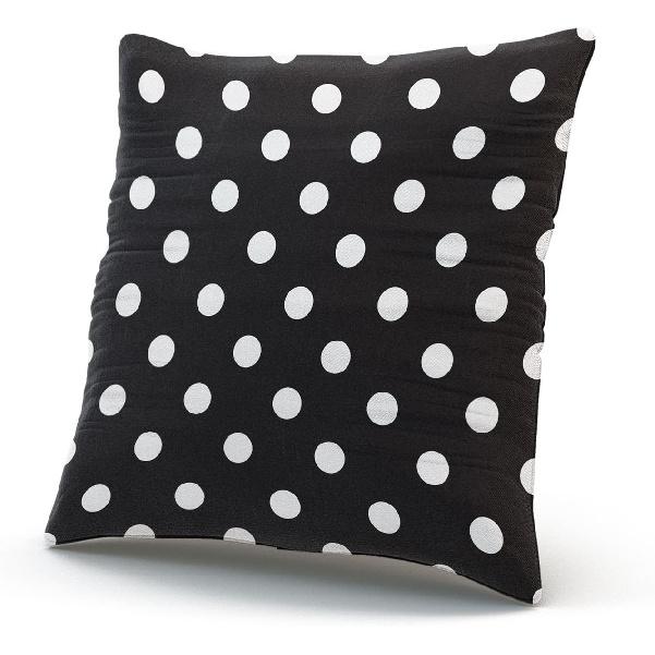 Custom Fancy Plush Black and White Polka Dot Euro Square Pillowcase Zippered One Side Printed 26x26 Inches Throw Pillow Case Cushion Cover