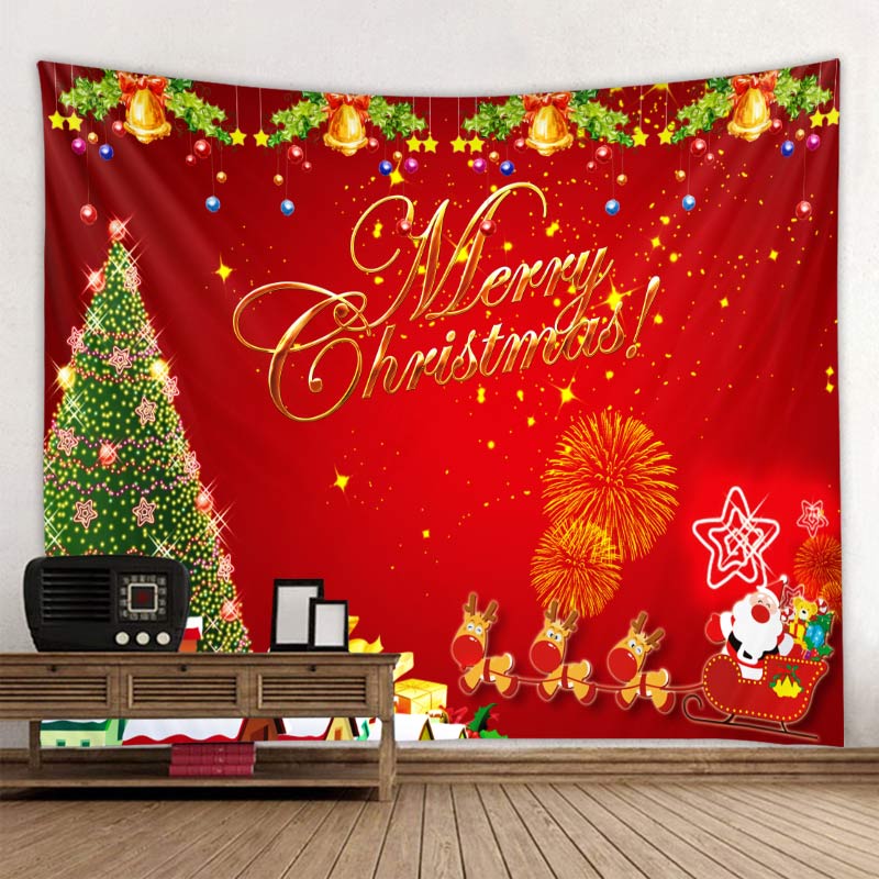 Рождественский полиэфирный настенный фон с принтом для гостиной, спальни, домашнего декора, гобелен Tapisserie de Noël