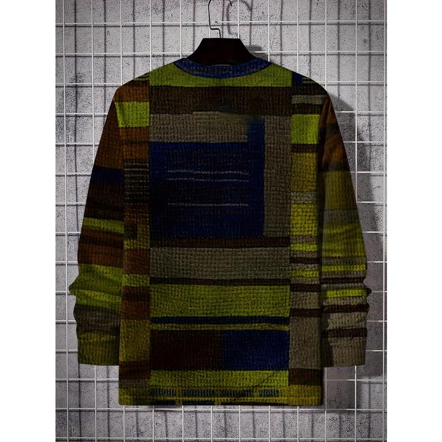 Mens Vibrant Color Block Long Sleeve Comfort Fit T-Shirt - Soft, Breathable, Casual Wear for Summer - Mens Clothing for Relaxed Style