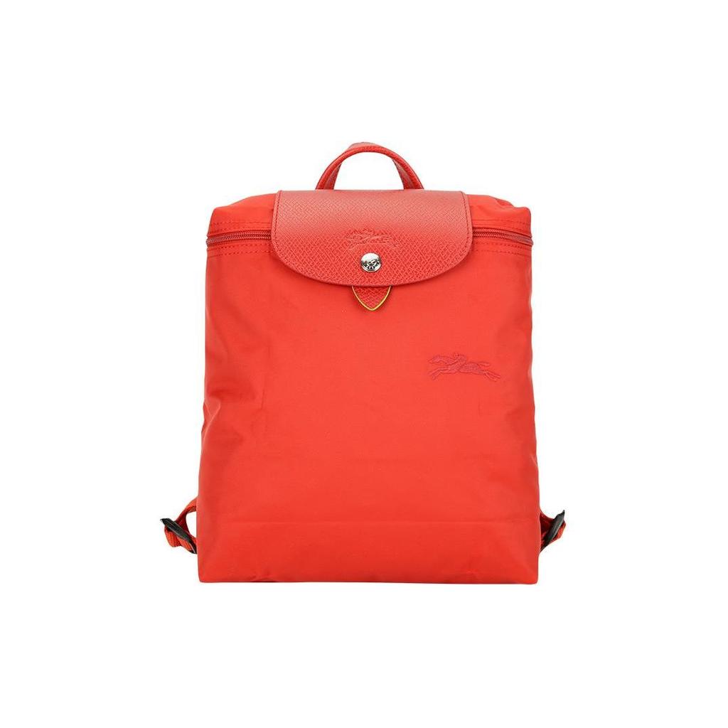 Longchamp Le Pliage Green 26 Foldable Snap Button Zipper Closure Recycled Polyamide Canvas Backpack Women backpack Bright-Red 1699919P83