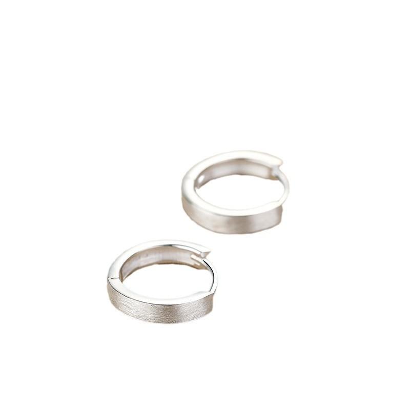 Plain Ring Ear Buckle Brushed Round Earrings Geometric Ins Wind Ears Captive Ear Pierced Ear Jewelry