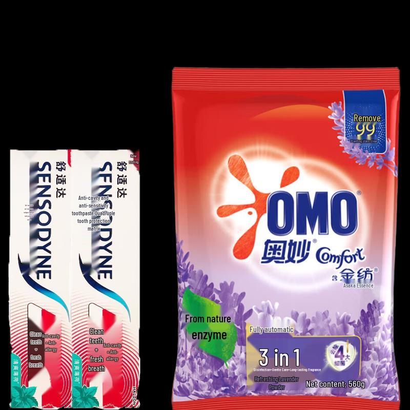 Набор: Зубная паста Sensodyne Fresh Mint и стиральный порошок Omo