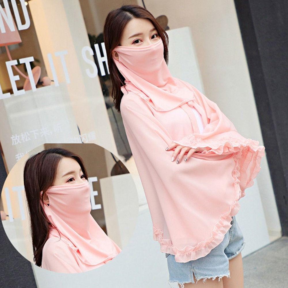 Men Solid Color Sun UV Protection Hiking For Women Ice Silk Mask Neck Scarf Face Cover Face Scarves
