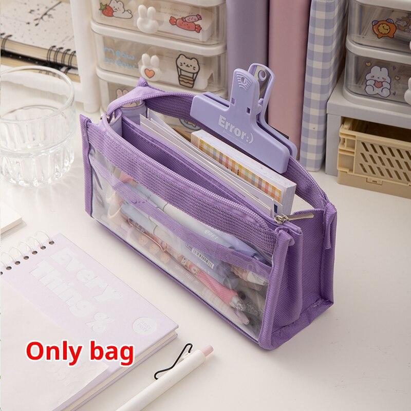Six Layer Large Capacity Pencil Case Stationery Supplies High Appearance Transparent PVC Storage Stationery Bag