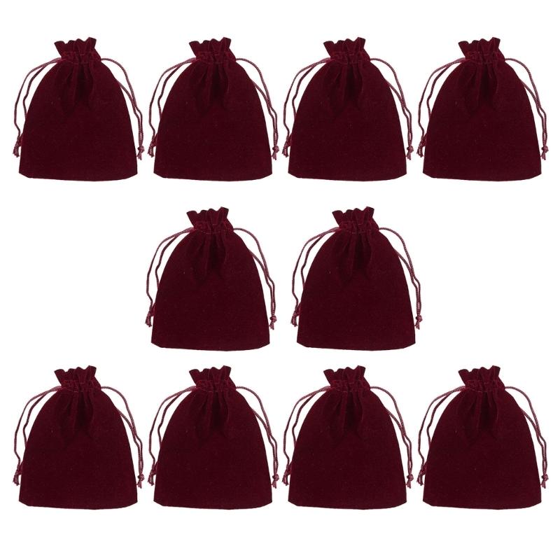 10 шт. Бархатные мешочки на шнурке. Мешочки для хранения ювелирных изделий, Рождественские подарочные мешочки, Мини-мешочки для кубиков, Подарочный упаковочный мешочек