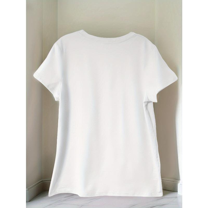 European Size Creative Monogram Printed T-shirt, Casual Round Neck Bottom Shirt, Spring and Summer Vacation Short-sleeved T-shirt, Women's Swear