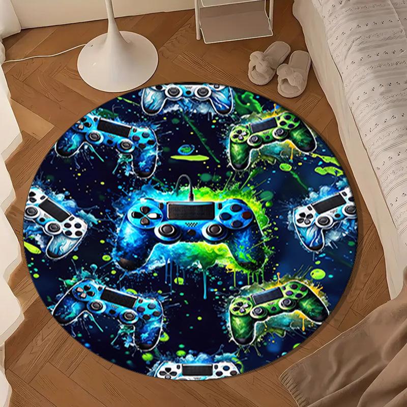 Colorful Gaming Controller Round Rug for Livingroom,Bedroom, Palyroom, Chair Rug, Area rug, Circle Carpet, Large Size Fan Christmas gift