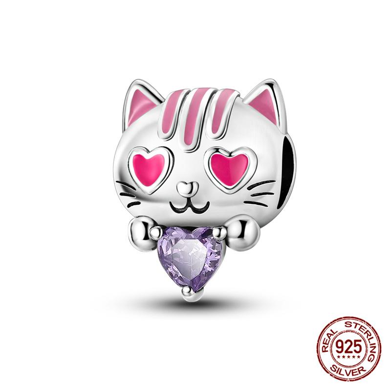 Original Owl Beads 100% 925 Silver Lucky Cat Elephant Charms Fit Original 925 Bracelet DIY Jewelry Making Women's Gift