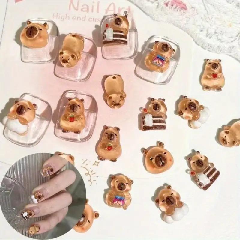 20pcs Mini Capybara Decorations Animal Ornaments, Lightweight Resin Crafts for Nail Art Desk Decor - Perfect Christmas