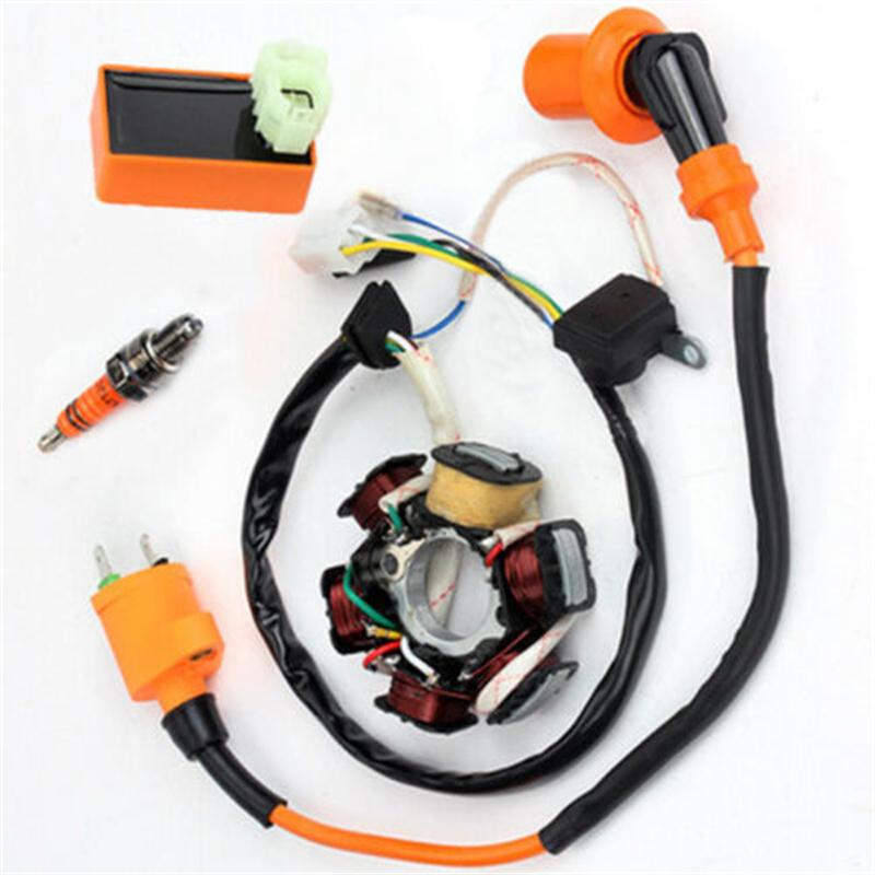 4 шт./компл. Гоночная катушка зажигания CDI Свеча зажигания Мопед Магнето Статор Для 49 50CC GY6 Скутер Двигатель На базе Скутеры Картинг Мопеды