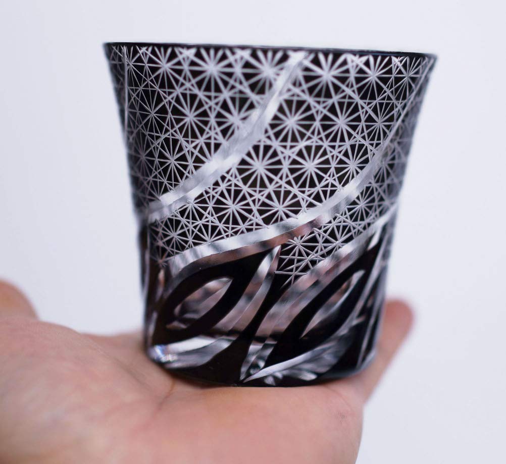 Стакан Ase Shinzo Shoten Kiriko Rocks Glass Tokimeki 250 мл, черный 9085BK