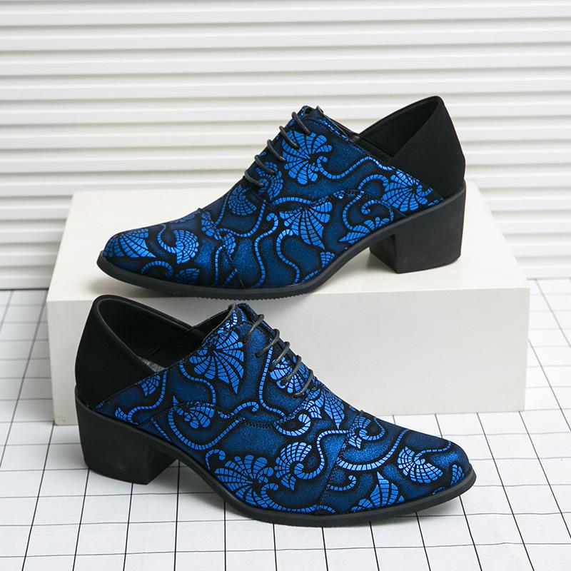 Men's shoes large size new casual leather shoes fashion high heels leather shoes men's outer height increase business dress shoes wedding shoes