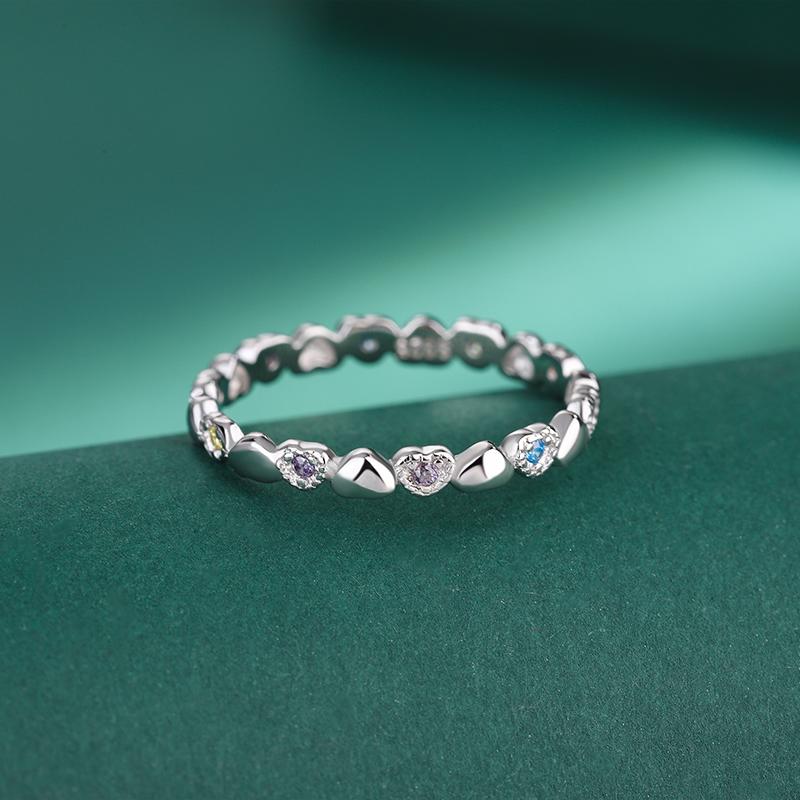 2022 NEW Classic Topaz Amethyst Heart Shape Couple Ring For Womens Loves Original Sterling Silver Engagement Bridal Gift Jewelry