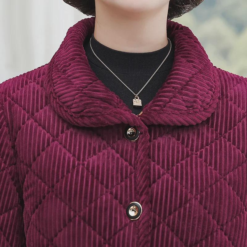 Женское легкое хлопковое пальто с бархатом, средней/длинной длины, модное теплое для осени/зимы, идеально подходит для мам среднего и пожилого возраста
