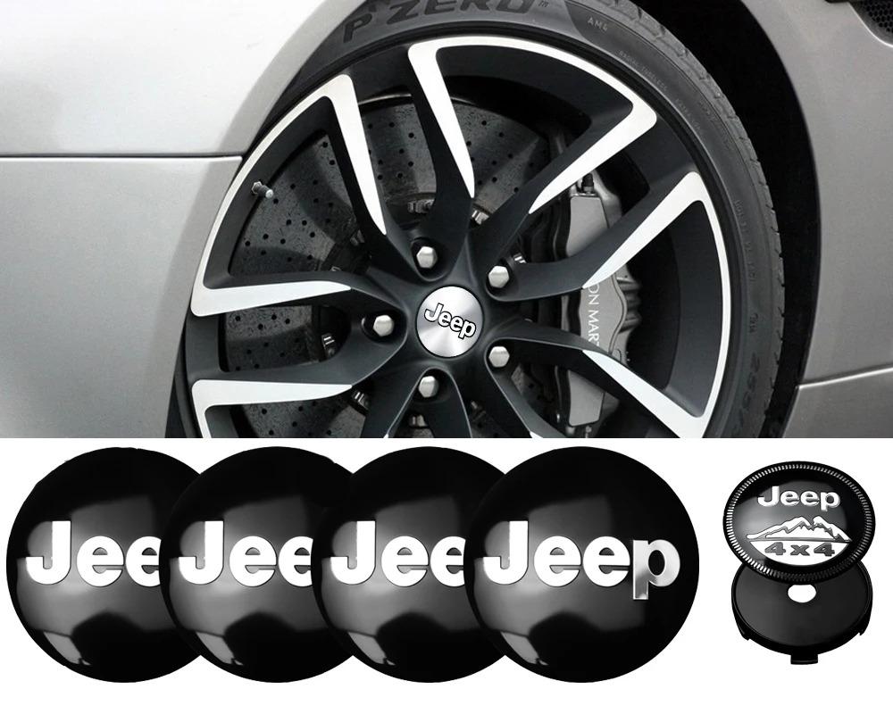 4 pieces 55/60MM car hub caps car badges tire center cap badges for Jeep JPB Renegade Wrangler JK Compass Grand Cherokee Gladiat AMV1