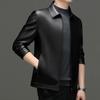 Новая натуральная кожаная куртка мужская тонкая с короткими лацканами для людей среднего и пожилого возраста кожаная куртка для папы