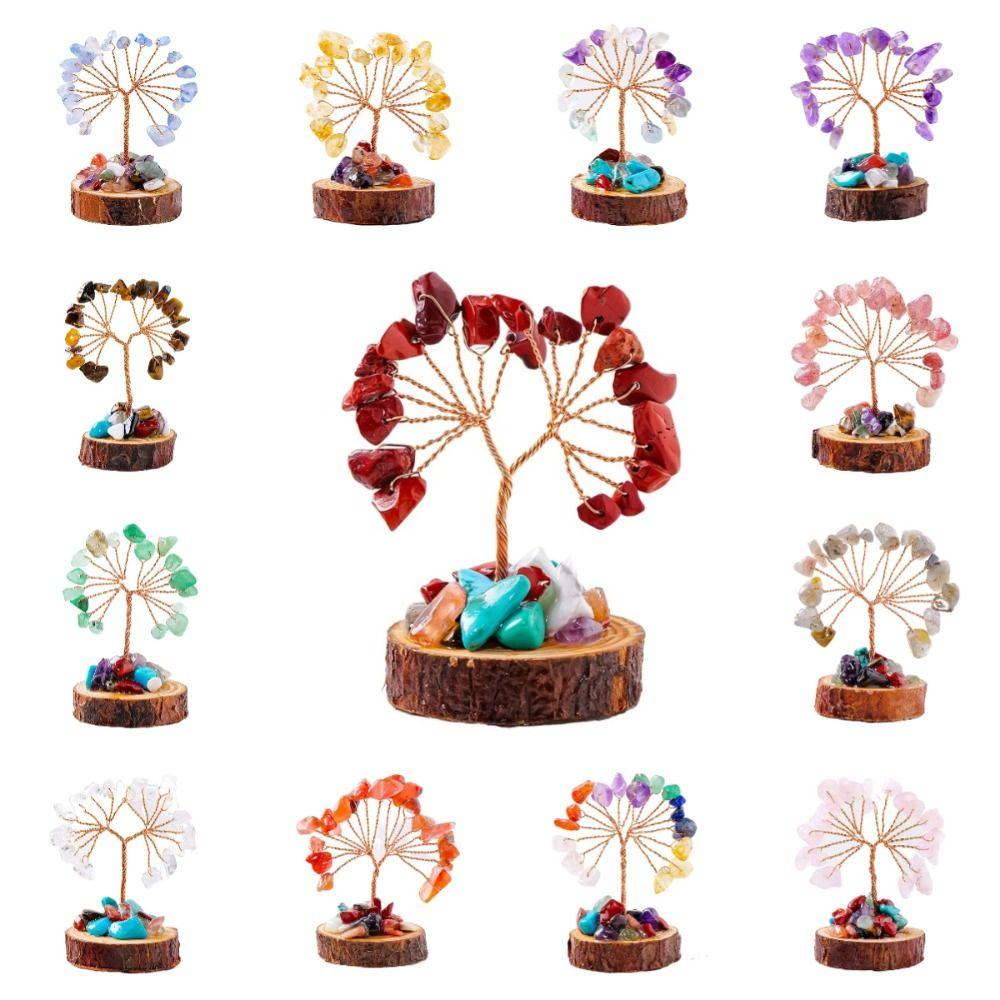 Copper Wire Crystal Wishing Tree Positive Energy Crystal Decorative Trees Desk