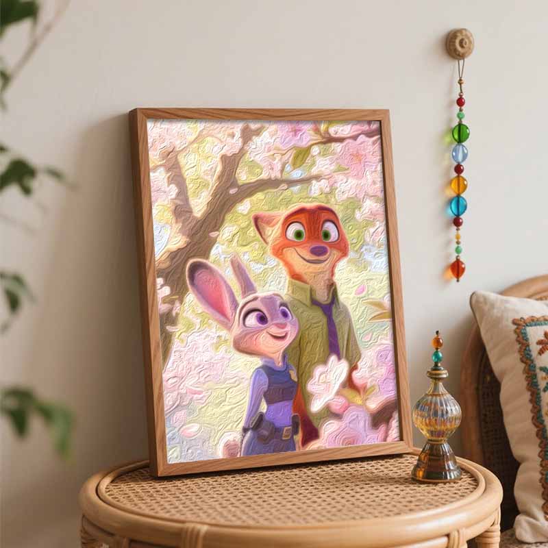Disney Zootopia Judy Hopps Nick Wilde oil painting hand painting art kit coloring painting handmade diy home decoration gift
