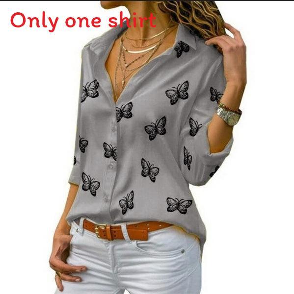 English Fashion Shirt With Butterfly Print And Spandex For Casual Wear