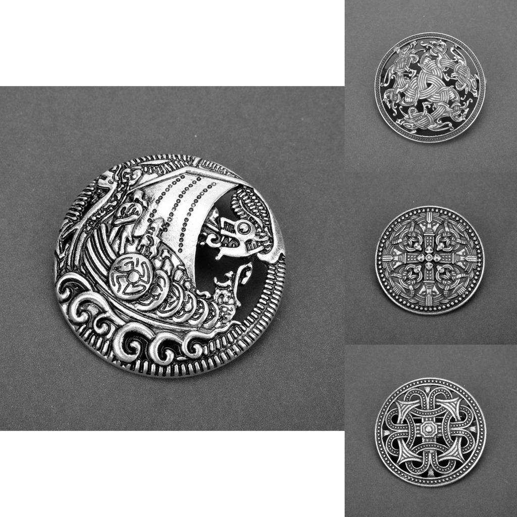 Nordic Viking Shield Pendant With Antique Alloy Design Vintage Brooch For Travel Gifts