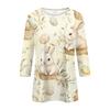 Women's Fashion Loose Casual Seven Sleeve Printed Round Neck Top