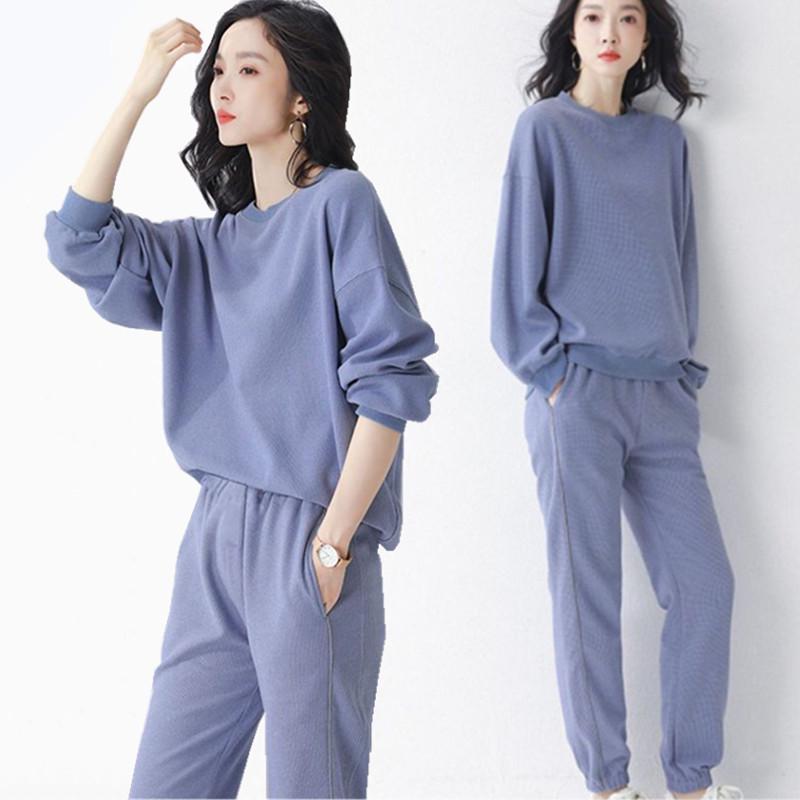 Women's Waffle Knit Tracksuit: Spring/Autumn 2025 Long Sleeve Casual Running Set
