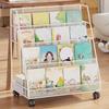 Bookshelf Cart Rolling Book Cart,Bookcase Storage Rack Sturdy Unique Mobile 4 Tier for