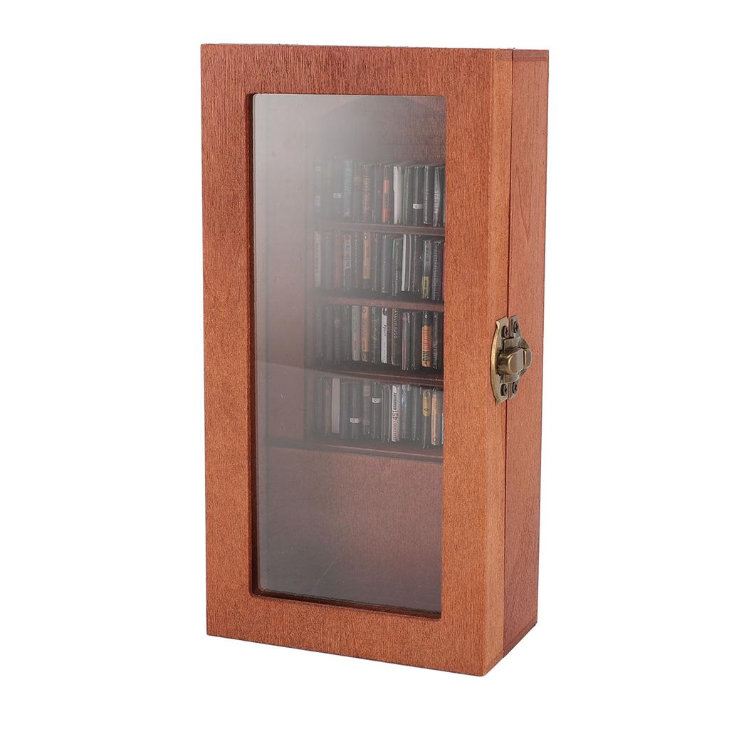 Anxiety Relief Bookshelf Wooden Novel Display Cabinet Ornament with 1 Pack Book Figurine for Study