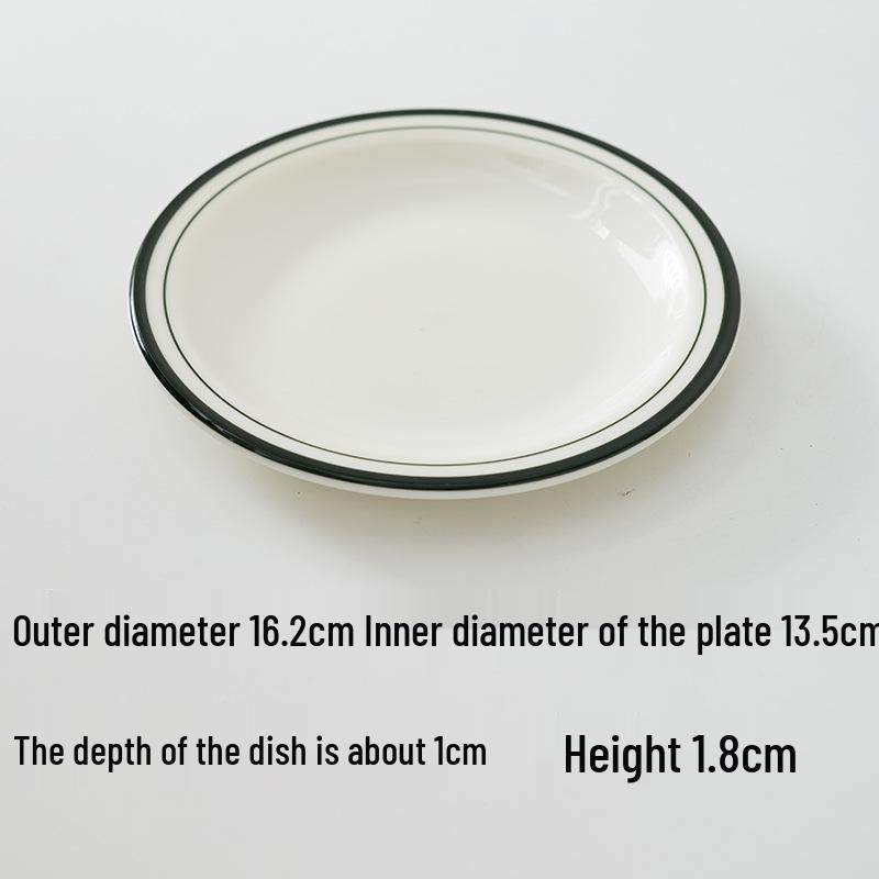 Off-White Line Bone Dish: 6.4/7.2/9 Inch Shallow White Porcelain Dessert & Snack Plate