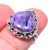 Natural Charoite Gemstone Handmade 925 Solid Sterling Silver Ring Size 7.5 e1B21
