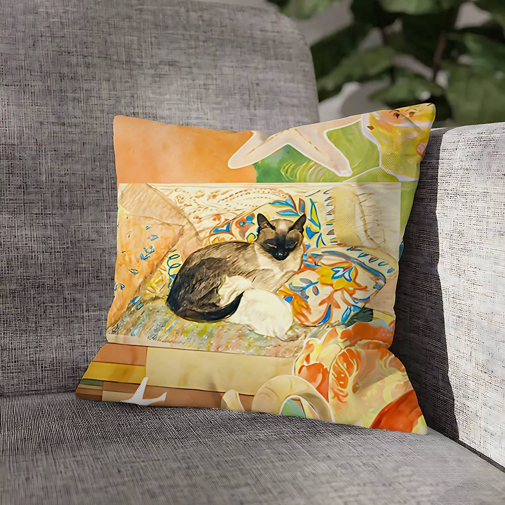 Aesthetic Collage Painting Art Pillow Case For Sofa Decor Car Office Room Printing Cushion Cover Decorations and Protector