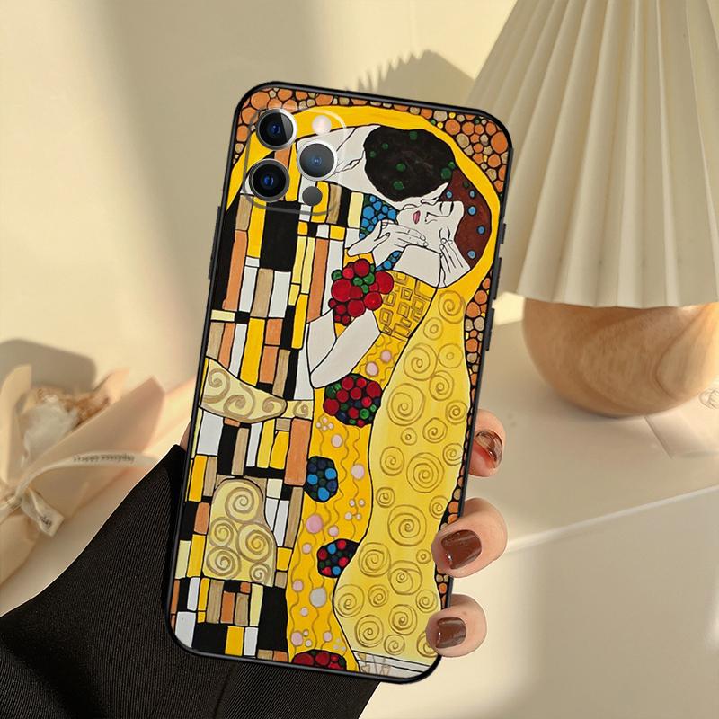 Чехол для телефона Gustav Klimt Kiss Art для iPhone 14 16 15 11 12 13 17 Pro Max 13 mini 15 16 Plus 16e 17 Air Cover Funda